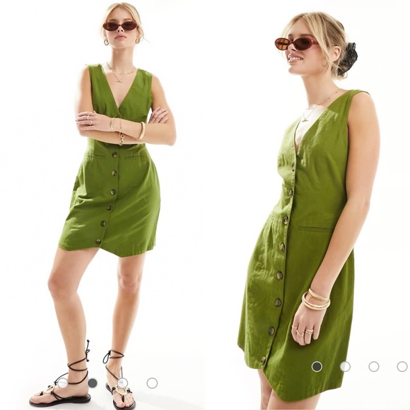ASOS Dresses & Skirts - ASOS Design Mini Button Up Linen Blend Vest Dress